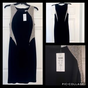 Black midi party dress.